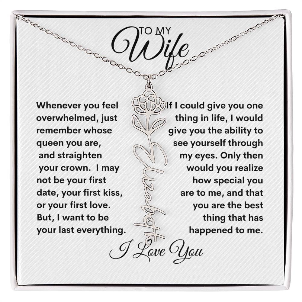 To My Wife | Birthday Flower | Customized Name Necklace