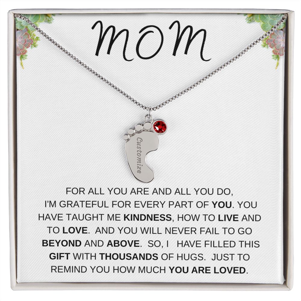 MOM - Personalized Baby feet with Birthstones