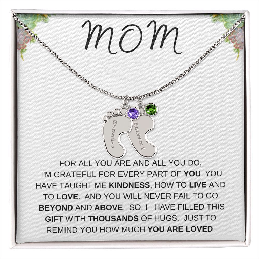 MOM - Personalized Baby feet with Birthstones