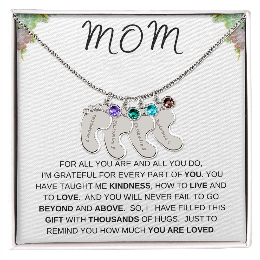 MOM - Personalized Baby feet with Birthstones