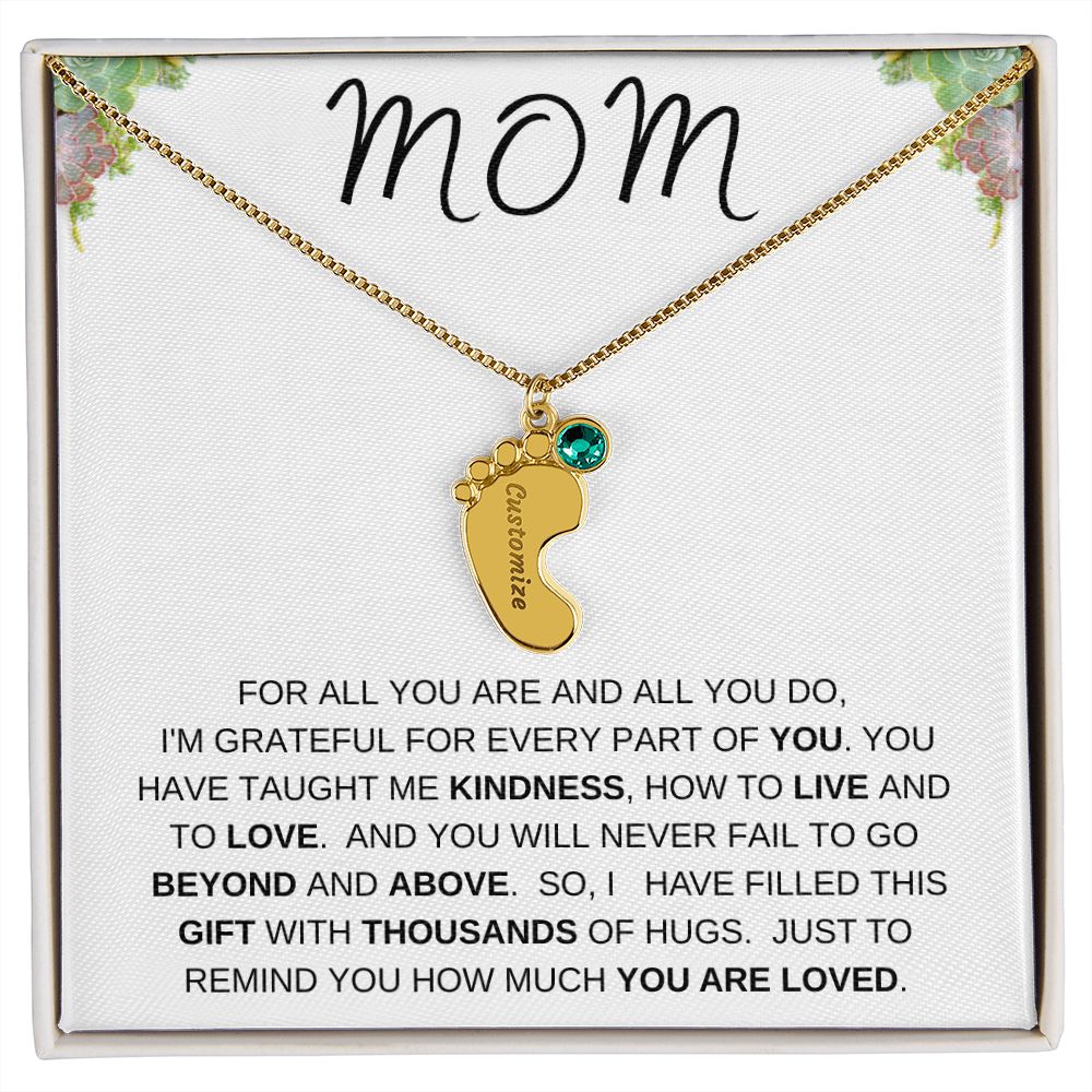 MOM - Personalized Baby feet with Birthstones
