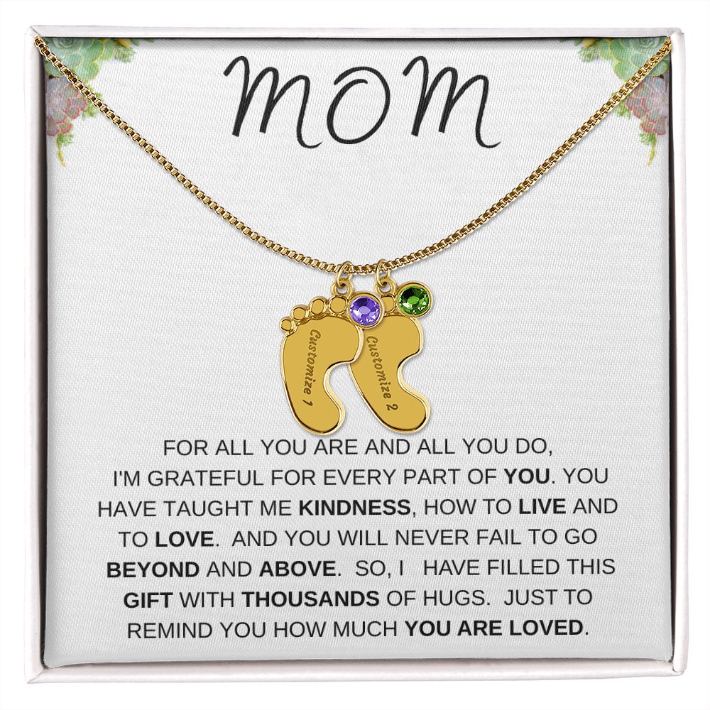MOM - Personalized Baby feet with Birthstones
