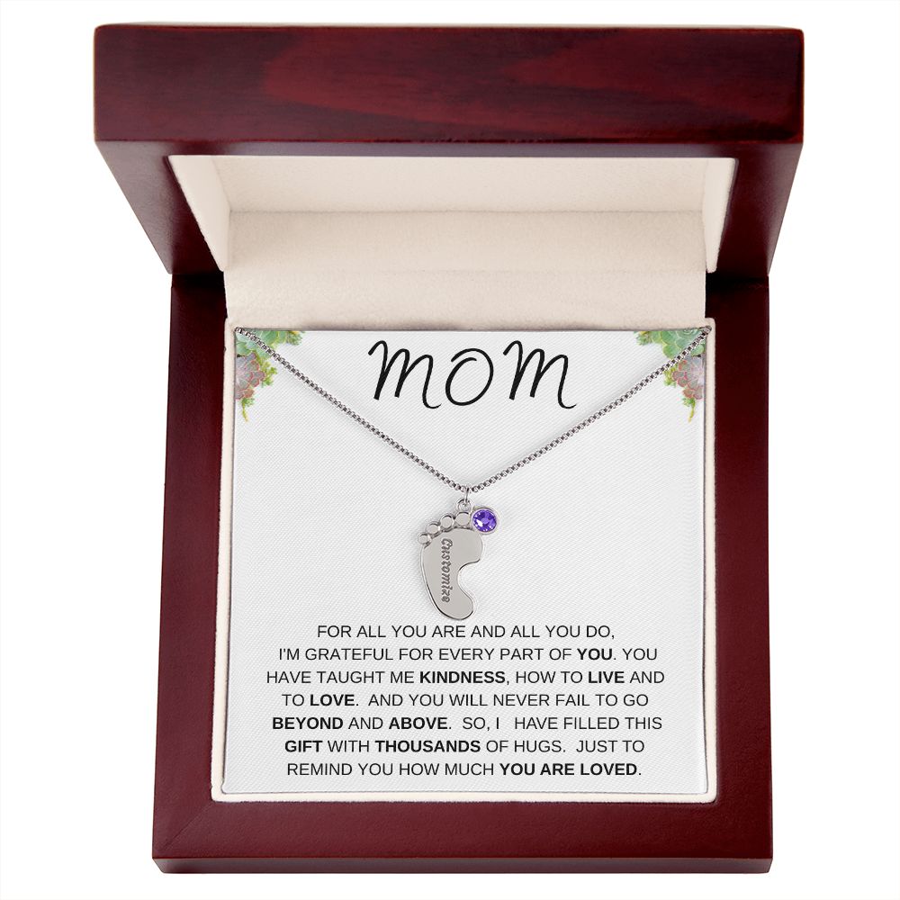 MOM - Personalized Baby feet with Birthstones