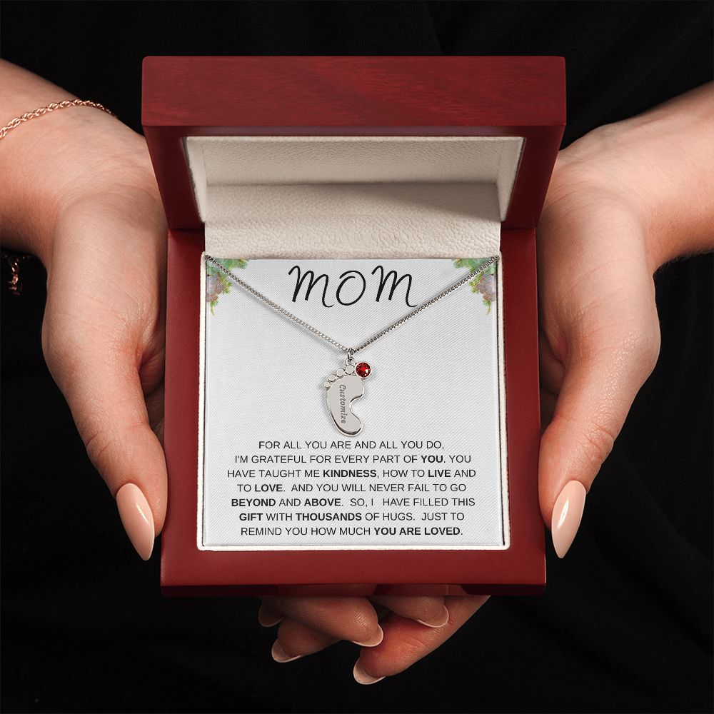 MOM - Personalized Baby feet with Birthstones