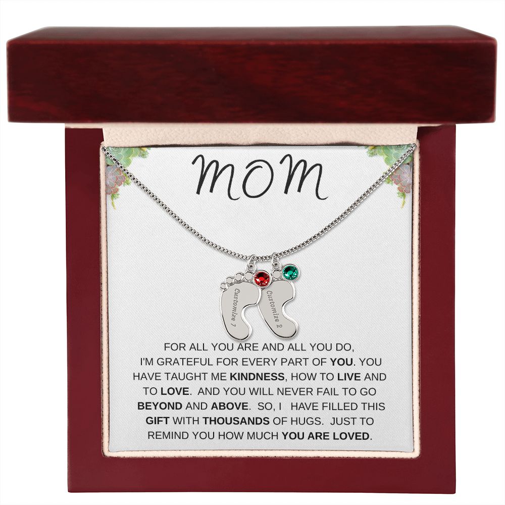 MOM - Personalized Baby feet with Birthstones