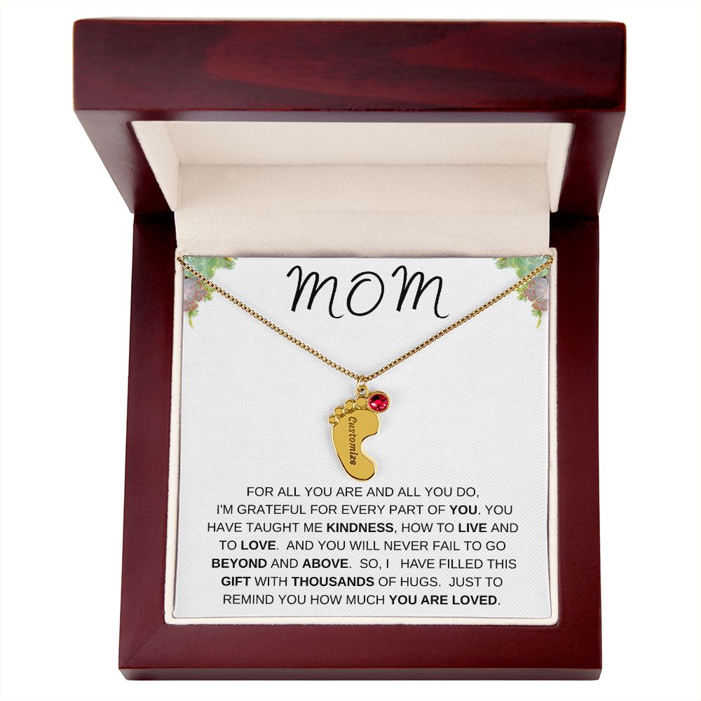 MOM - Personalized Baby feet with Birthstones