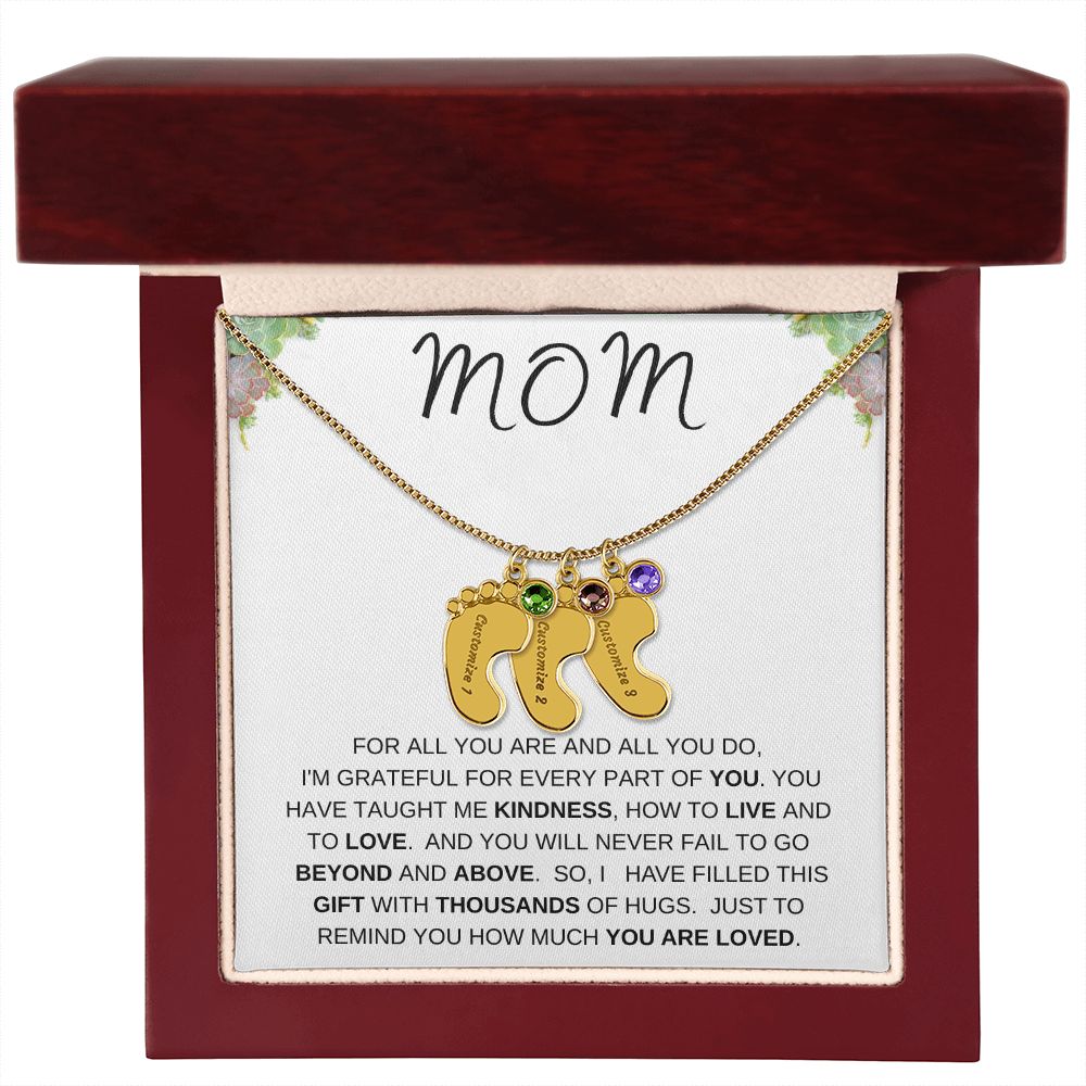 MOM - Personalized Baby feet with Birthstones