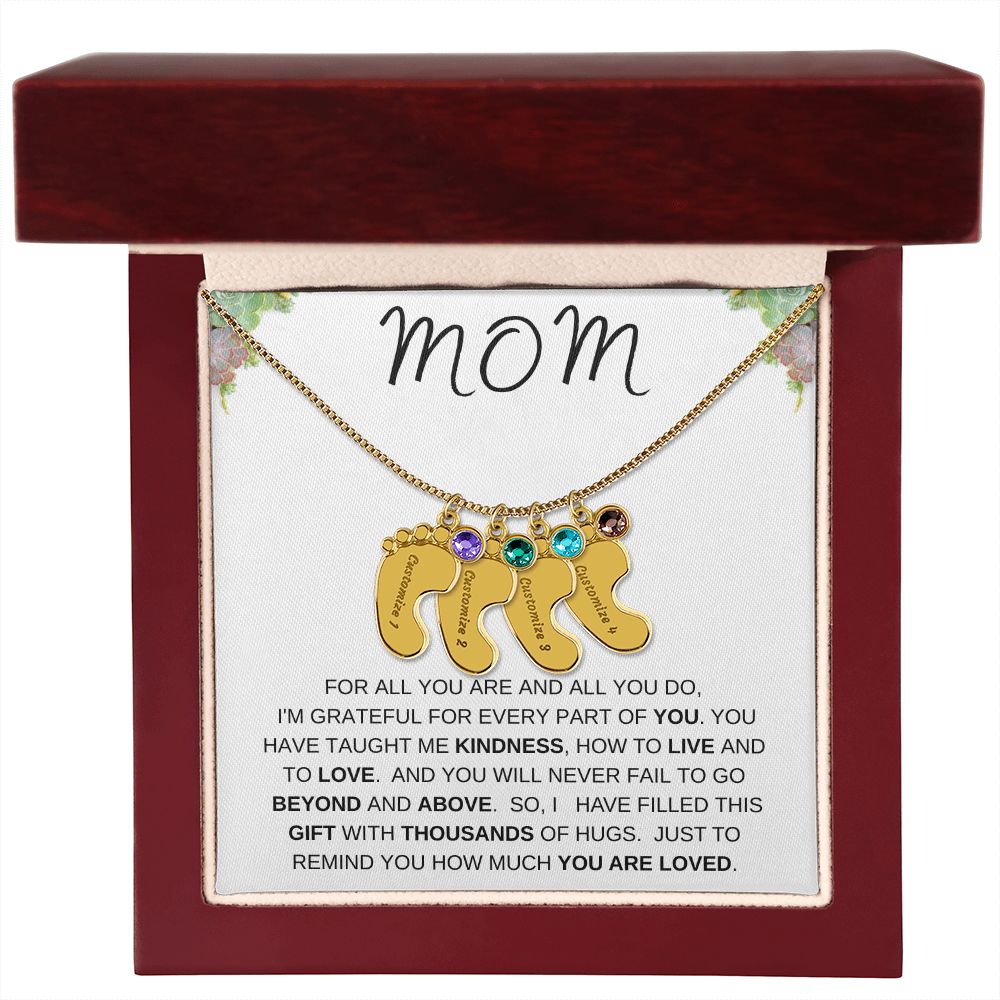 MOM - Personalized Baby feet with Birthstones