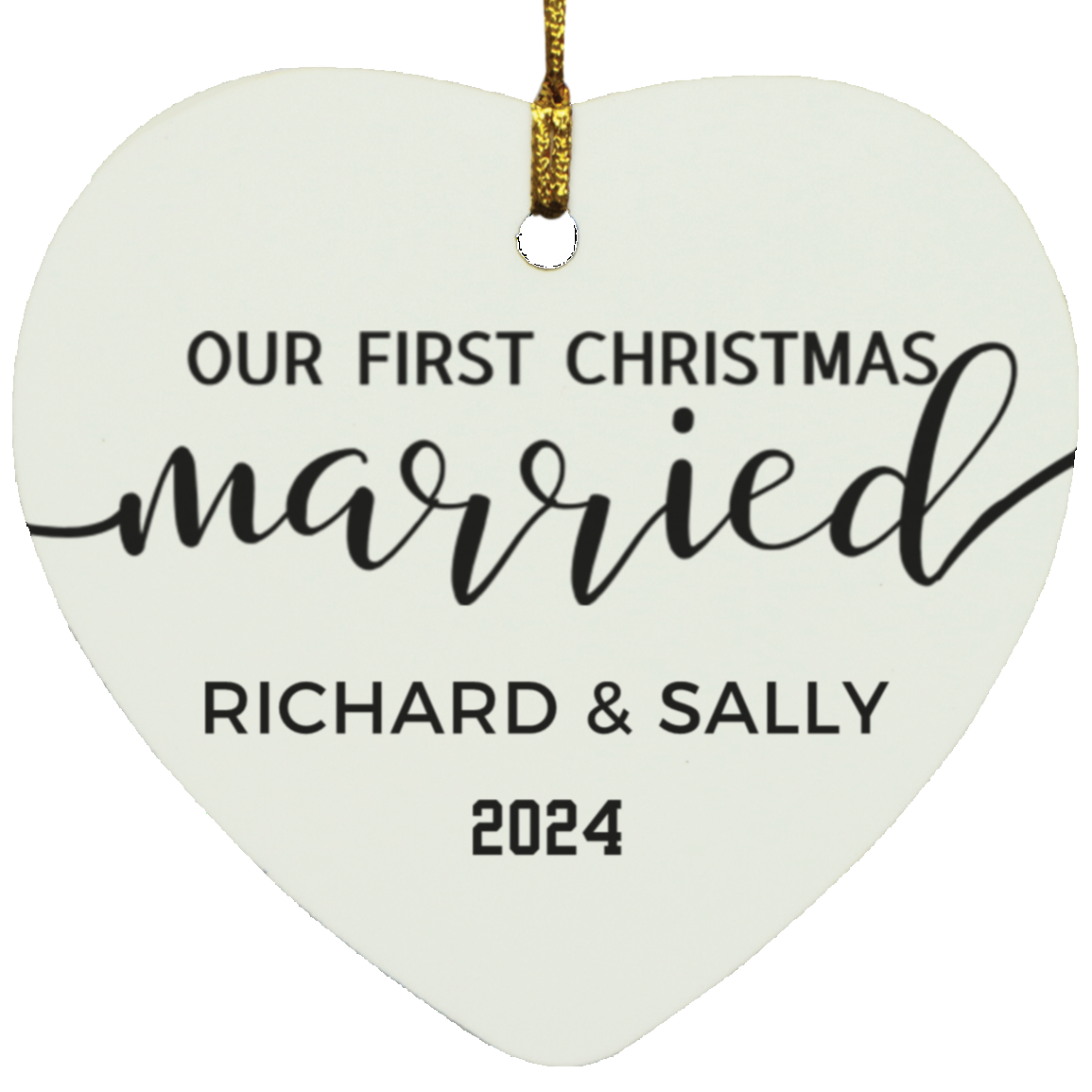 1st Christmas Married Heart Ornament