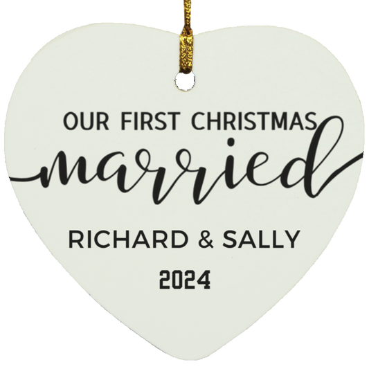 1st Christmas Married Heart Ornament