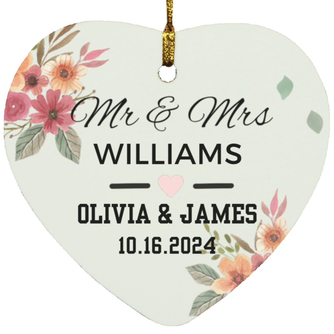 Mr & Mrs Heart Ornament