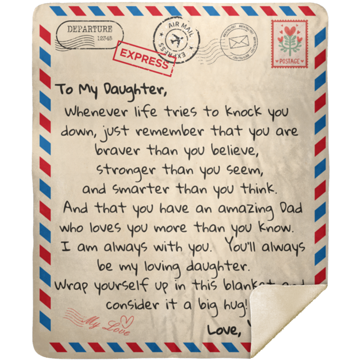 To My Daughter | Love Dad | Letter Blanket