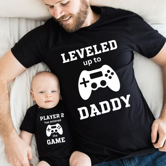 LEVELED UP DADDY & PLAYER 2 SHIRT SET