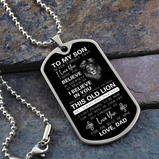 TO MY SON |THIS OLD LION DOGTAG