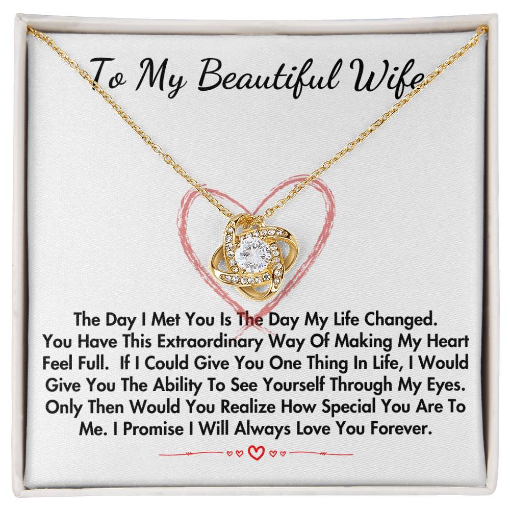 To My Beautiful Wife Loveknot Necklace