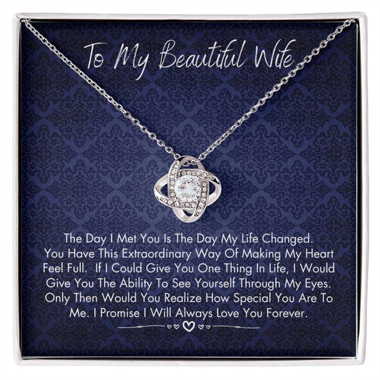 To My Beautiful Wife Loveknot Necklace