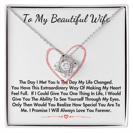 To My Beautiful Wife Loveknot Necklace