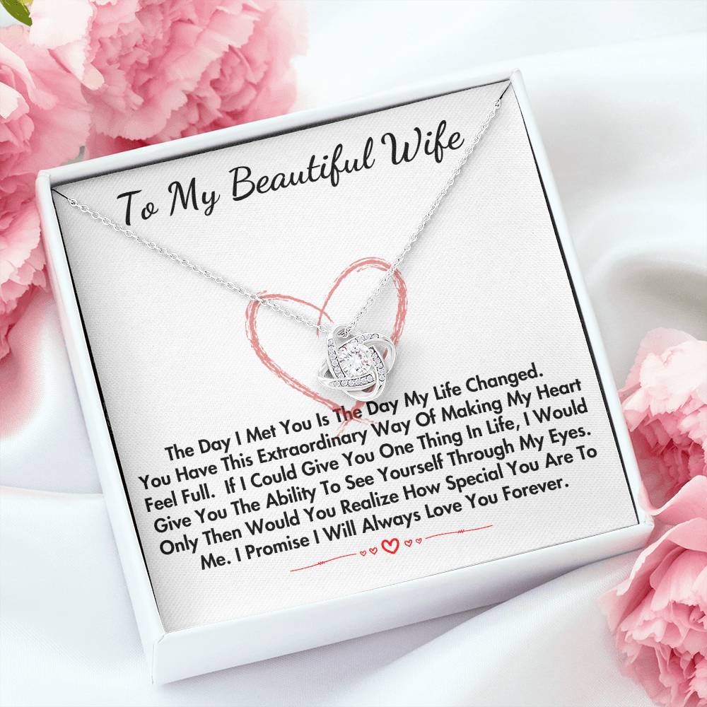 To My Beautiful Wife Loveknot Necklace