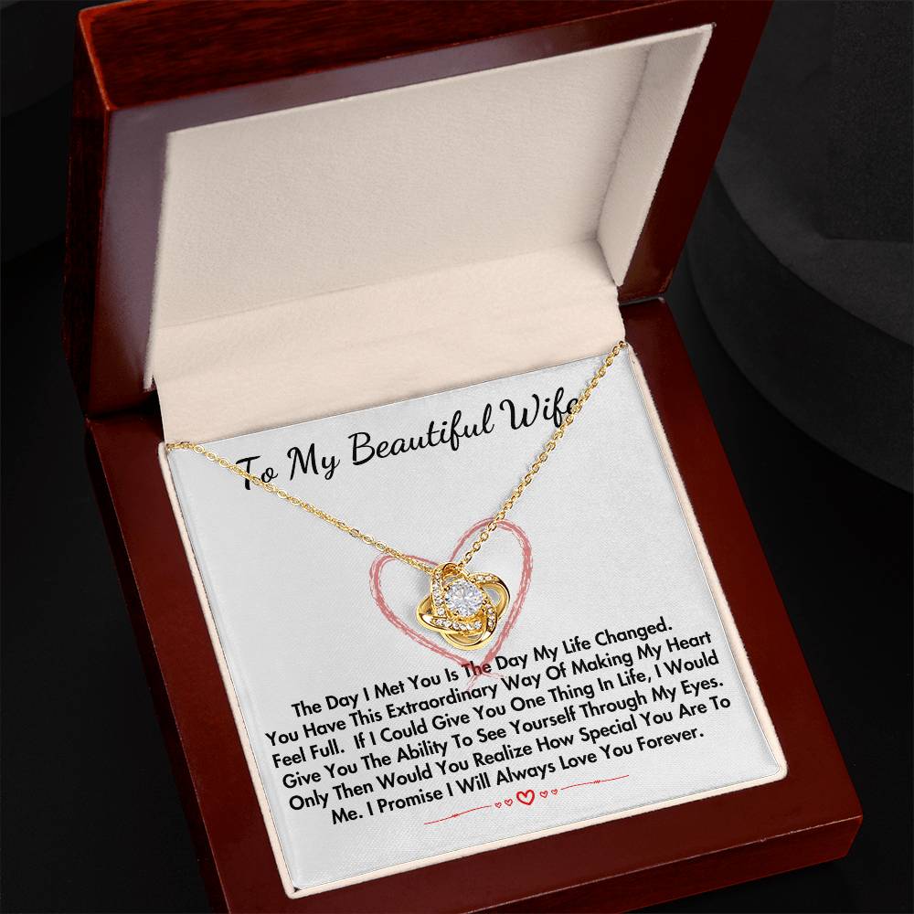 To My Beautiful Wife Loveknot Necklace