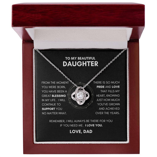 To My Beautiful Daughter | From the Moment You Were Born | Love Knot Necklace