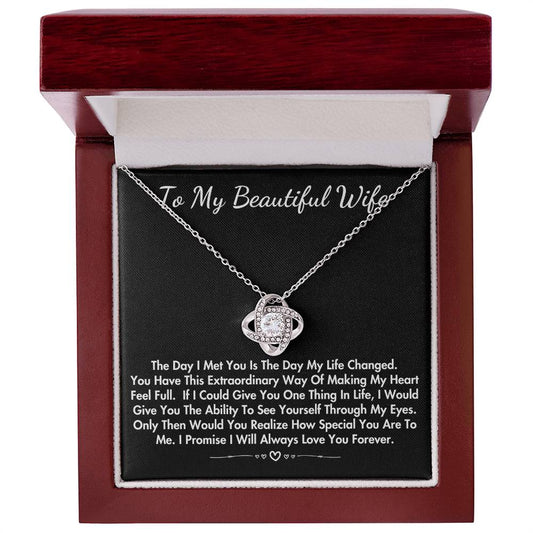 To My Beautiful Wife Loveknot Necklace