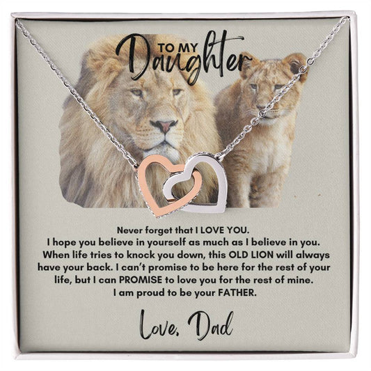 TO MY DAUGHTER | NEVER FORGET | INTERLOCKING HEARTS NECKLACE