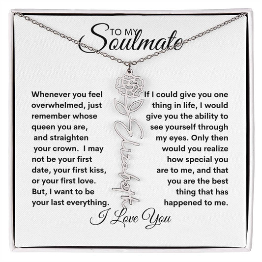 To My Soulmate | Birthday Flower | Customable Name Necklace