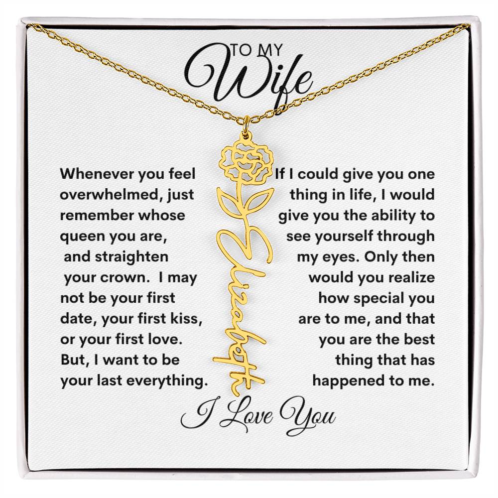 To My Wife | Birthday Flower | Customized Name Necklace