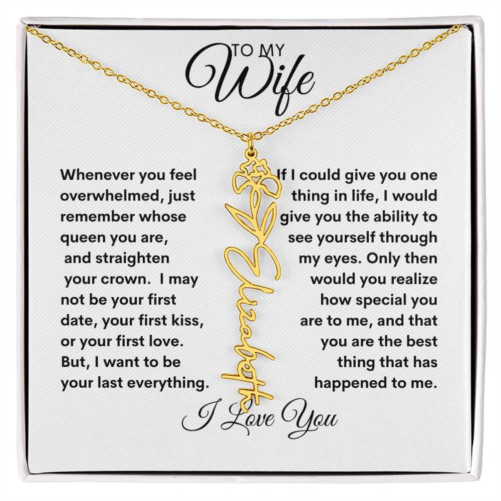 To My Wife | Birthday Flower | Customized Name Necklace