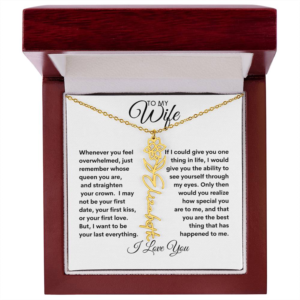 To My Wife | Birthday Flower | Customized Name Necklace