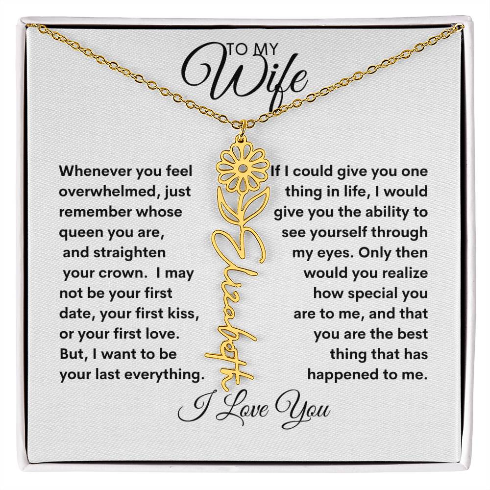 To My Wife | Birthday Flower | Customized Name Necklace