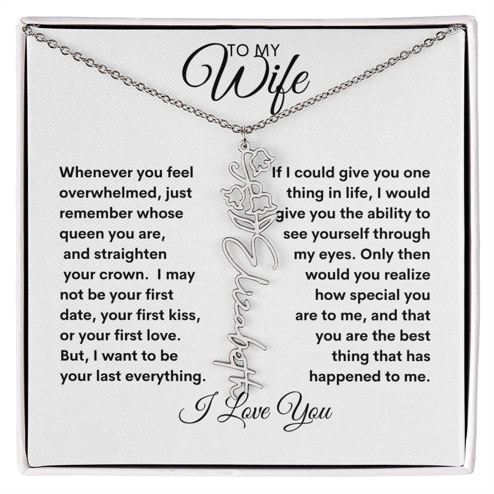 To My Wife | Birthday Flower | Customized Name Necklace