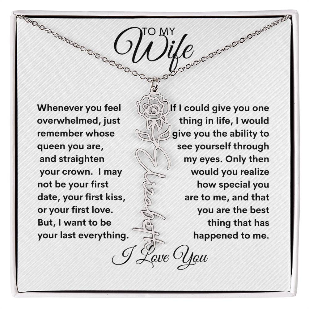 To My Wife | Birthday Flower | Customized Name Necklace