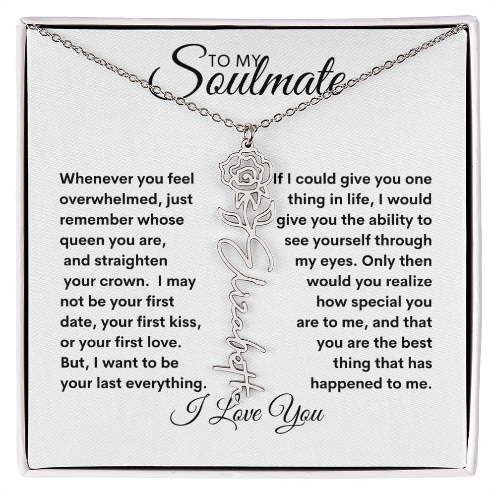 To My Soulmate | Birthday Flower | Customable Name Necklace