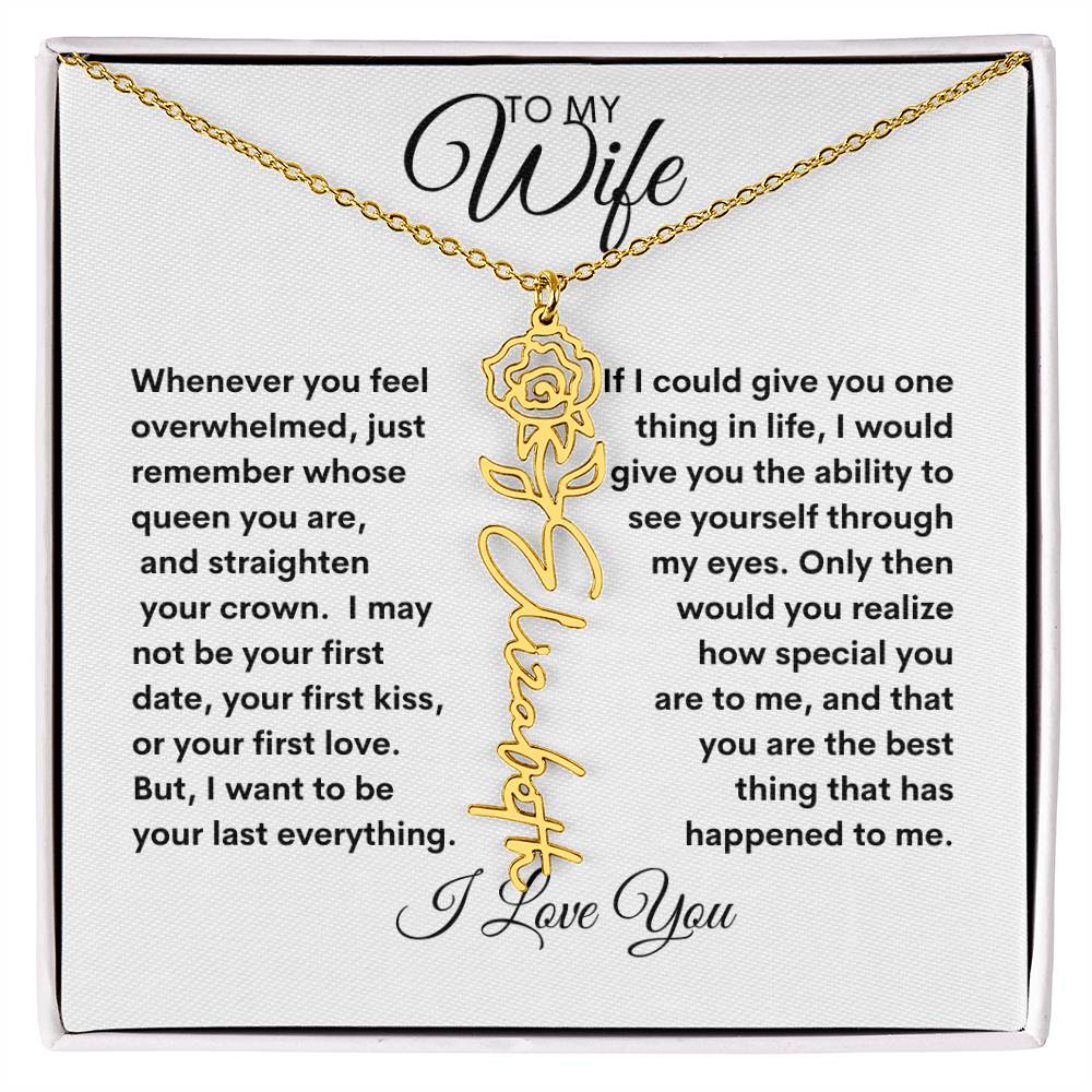 To My Wife | Birthday Flower | Customized Name Necklace