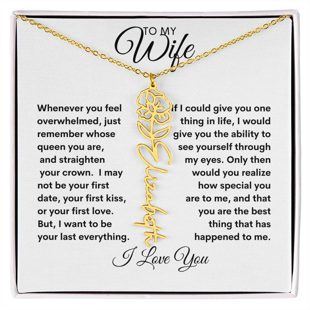 To My Wife | Birthday Flower | Customized Name Necklace