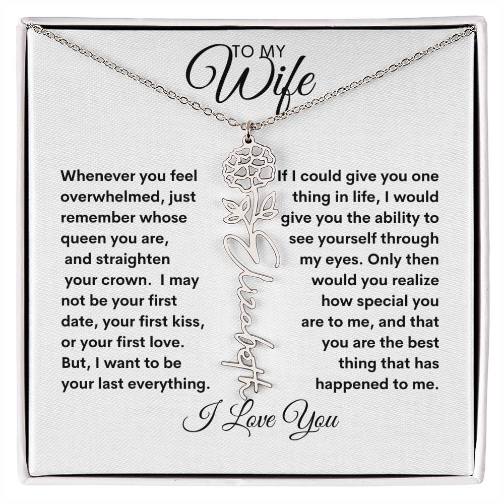 To My Wife | Birthday Flower | Customized Name Necklace