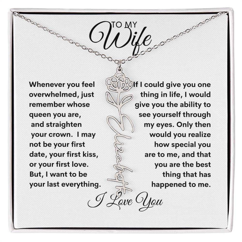 To My Wife | Birthday Flower | Customized Name Necklace