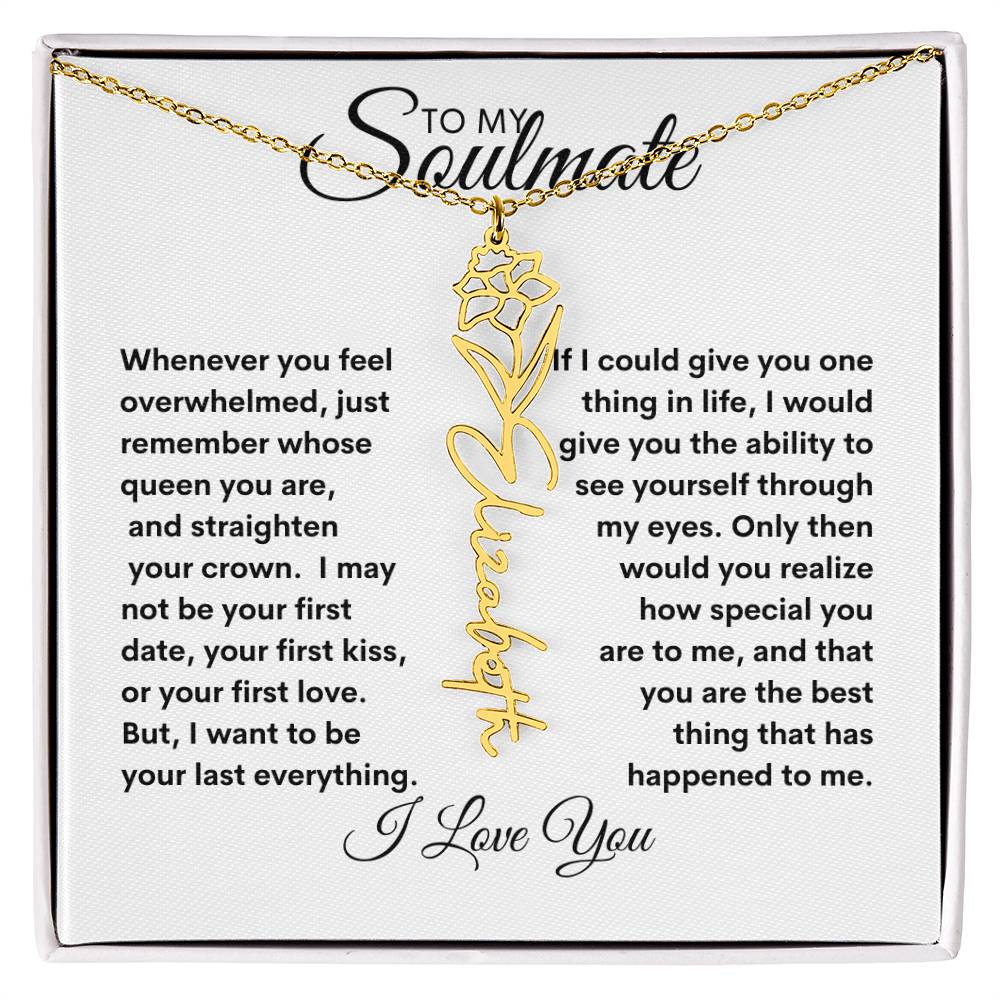 To My Soulmate | Birthday Flower | Customable Name Necklace