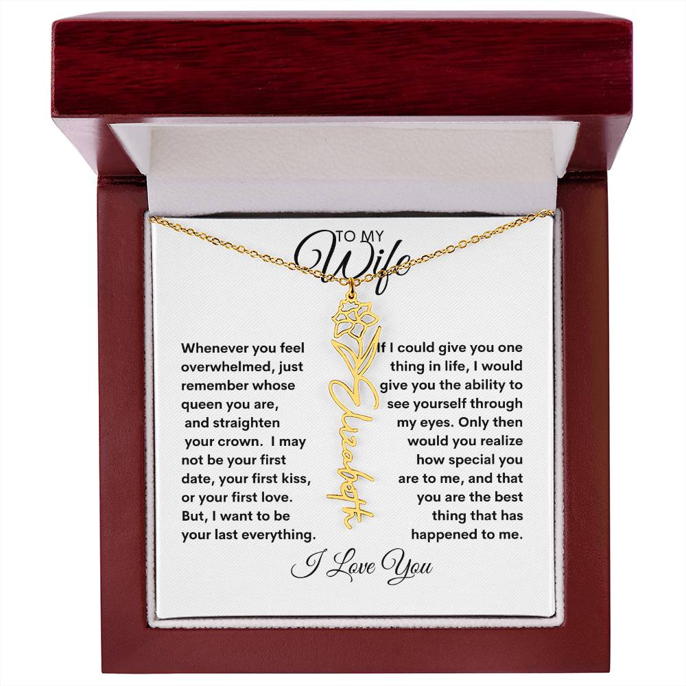 To My Wife | Birthday Flower | Customized Name Necklace