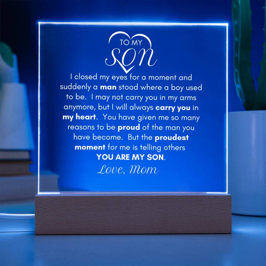 TO MY SON ACRYLIC NIGHTLIGHT PLAQUE