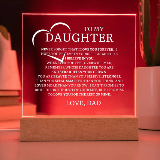 To My Daughter Acrylic Nightlight Plaque