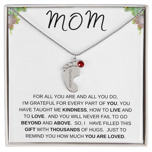 MOM - Personalized Baby feet with Birthstones