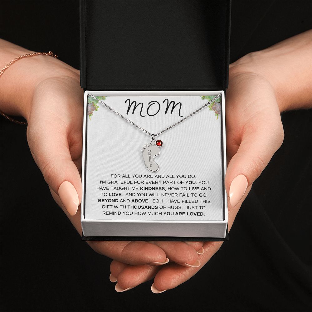 MOM - Personalized Baby feet with Birthstones