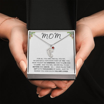 MOM - Personalized Baby feet with Birthstones