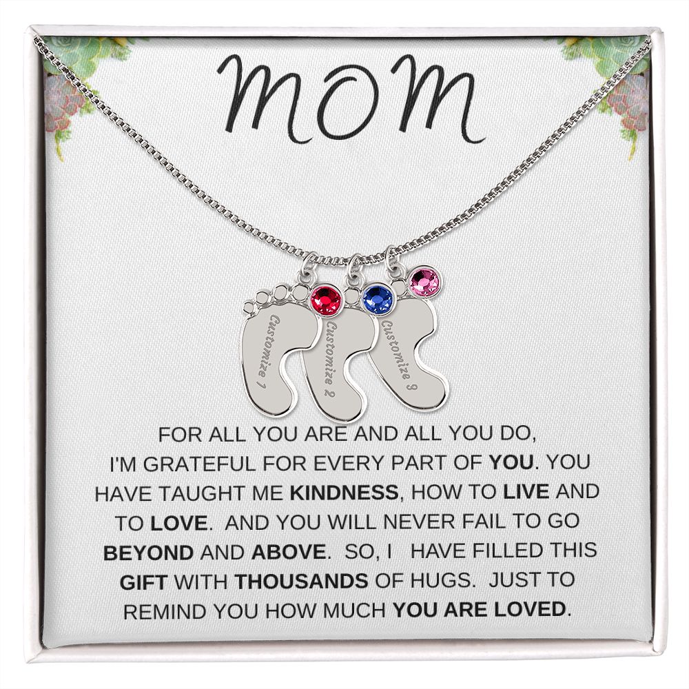 MOM - Personalized Baby feet with Birthstones