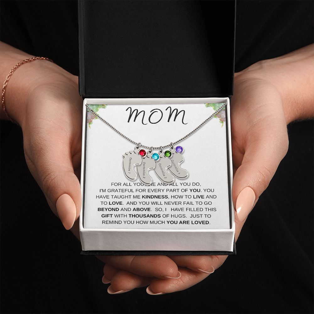 MOM - Personalized Baby feet with Birthstones