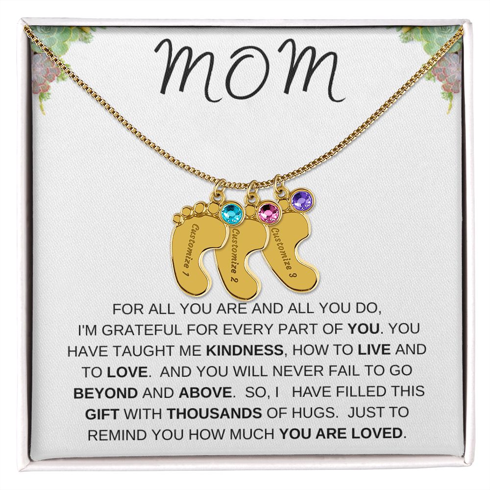 MOM - Personalized Baby feet with Birthstones