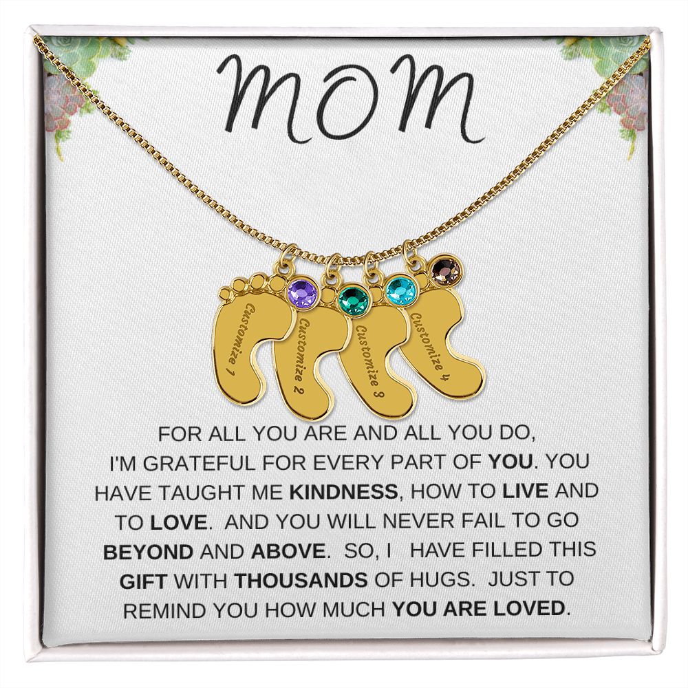 MOM - Personalized Baby feet with Birthstones