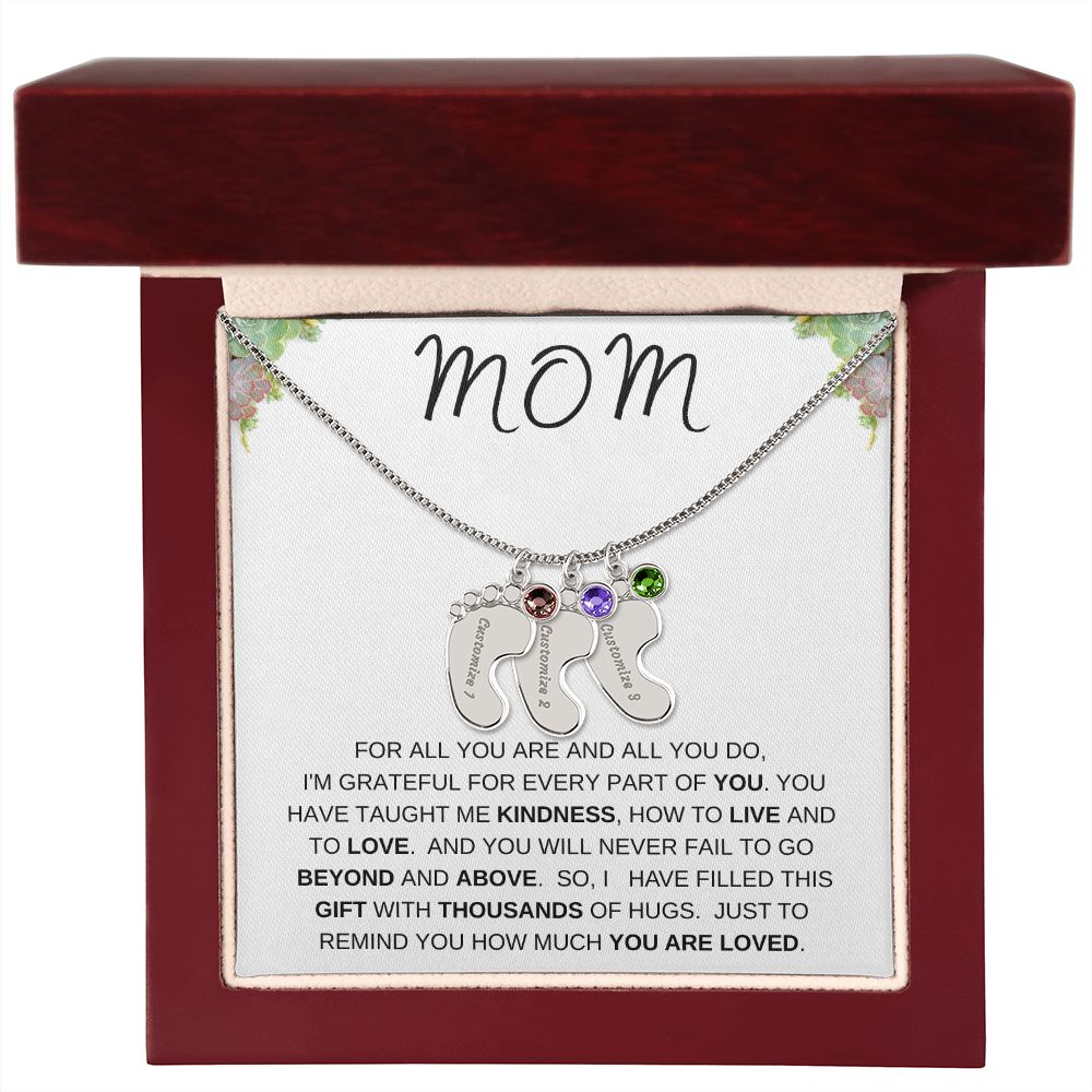 MOM - Personalized Baby feet with Birthstones